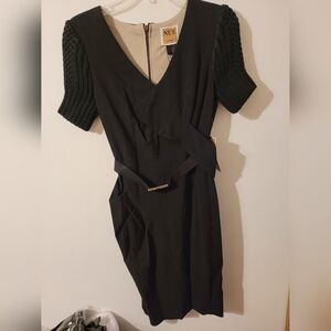 Nue by Shani Black Dress with Knit Sleeves